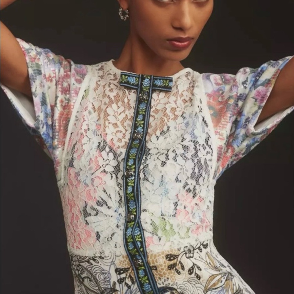 Anthropologie Multicolor Lace Midi Dress by Byron Lars NWT - Picture 3 of 9